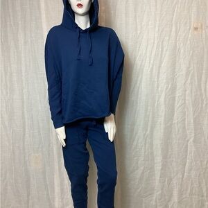 Frank&Eileen Navy Blue Oversized Sweatshirt and Pants Set; Size:XS